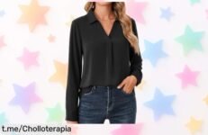 Camisa de manga larga Beluring con cuello en V: diseño ideal para brillar sin esforzarte y a un precio regalado. ¡No te quedes sin la tuya, siente la diferencia ahora!
