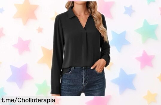 Camisa de manga larga Beluring con cuello en V: diseño ideal para brillar sin esforzarte y a un precio regalado. ¡No te quedes sin la tuya, siente la diferencia ahora!