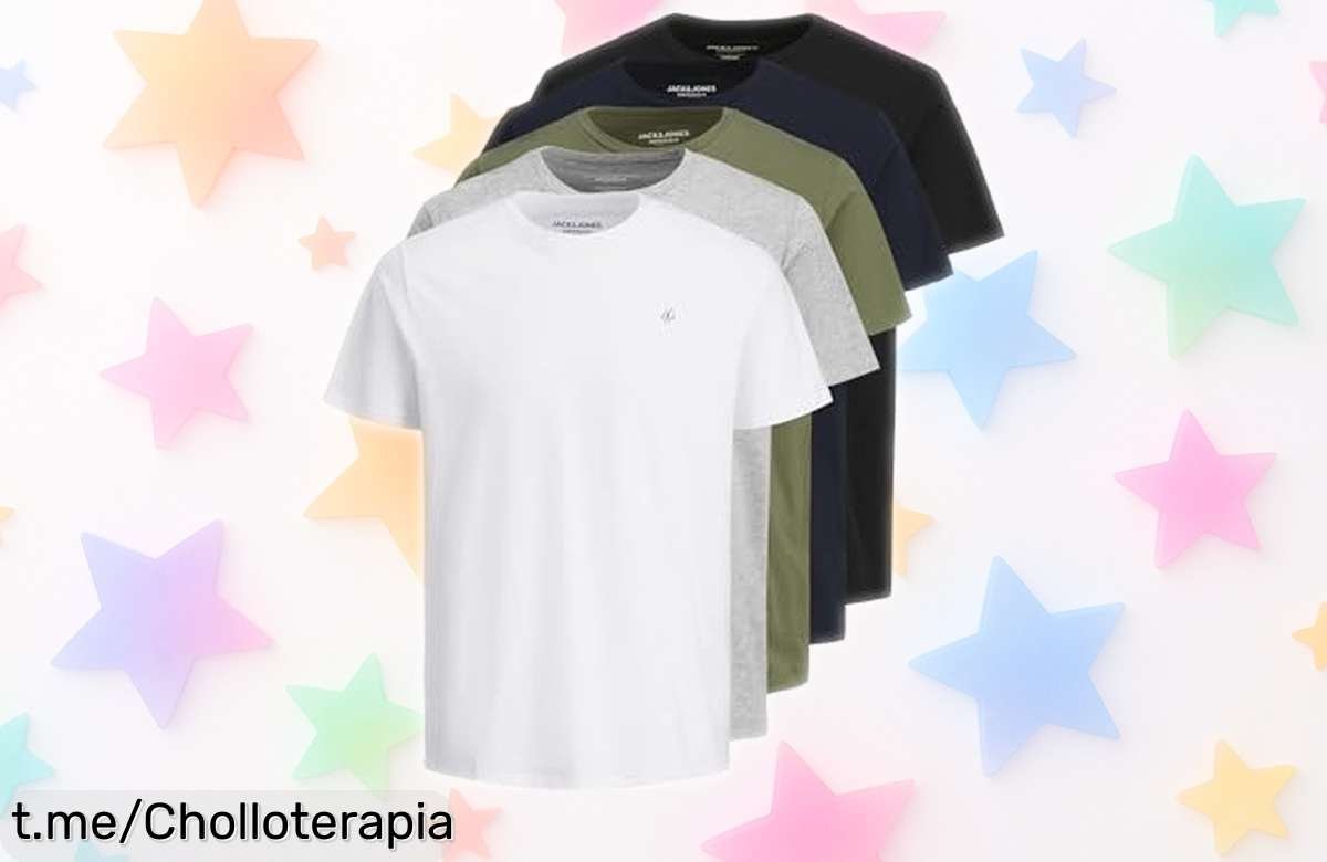 Camiseta básica de algodón orgánico Jack & Jones a precio tirado, ¡no te quedes sin la tuya y vístete con estilo cada día!