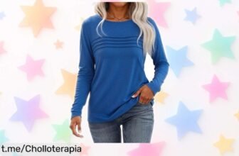 Camiseta de manga larga Gyabnw con diseño plisado, elegancia casual y ¡ahora a un precio de escándalo! No te lo pierdas, tu estilo merece esta oferta única.