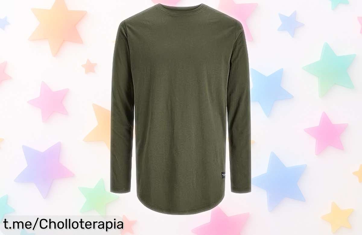 Camiseta de manga larga JACK & JONES que se ajusta a ti y resiste todo el día, ¡precio rebajado increíble para renovar tu armario ya!