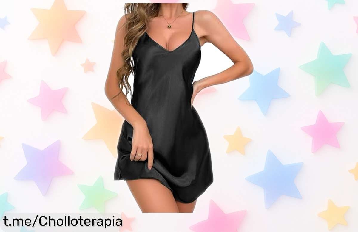 Camisón sexy de satén Aomig con tirantes ajustables a un precio increíble, siéntete deseada y fabulosa sin arruinarte, ¡aprovéchalo ya!