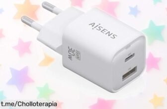 Cargador rápido 30W de AISENS con tecnología GaN para dos dispositivos, ¡Ofertón que se agota! La velocidad y seguridad que necesitas ahora a un precio loco.
