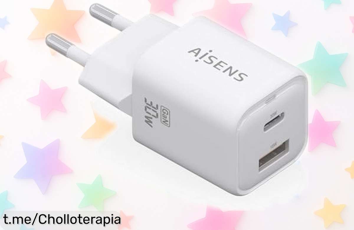Cargador rápido 30W de AISENS con tecnología GaN para dos dispositivos, ¡Ofertón que se agota! La velocidad y seguridad que necesitas ahora a un precio loco.