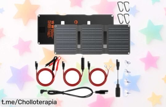 Cargador solar portátil Flexsolar 15W: ¡no pierdas la energía! Chollo brutal que vuela, consigue el tuyo antes de que se agote. ¡Actúa ya y mantén tus aventuras siempre cargadas!