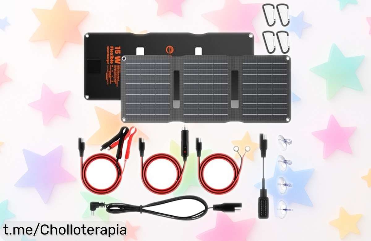 Cargador solar portátil Flexsolar 15W: ¡no pierdas la energía! Chollo brutal que vuela, consigue el tuyo antes de que se agote. ¡Actúa ya y mantén tus aventuras siempre cargadas!