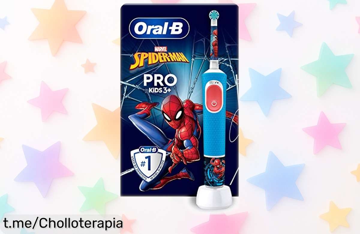 Cepillo de dientes SpiderMan de OralB Pro Kids a precio loco, limpieza suave y modos ideales para tu pequeño; ¡no te quedes sin el tuyo antes de que vuelen!