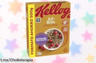 Cereales All Bran Fibre Plus de Kellogg’s en pack de 500g a precio loco: potencia tu digestión y cuídate sin cafeína. ¡No te lo pierdas y mejora tus mañanas ya!