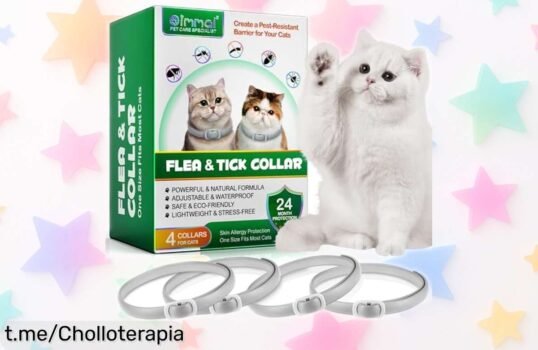 Collar antipulgas y garrapatas para gatos, pack de 4, ¡ofertón que cuida a tu peludo durante 6 meses! No te lo pierdas, mimarle nunca fue tan fácil.