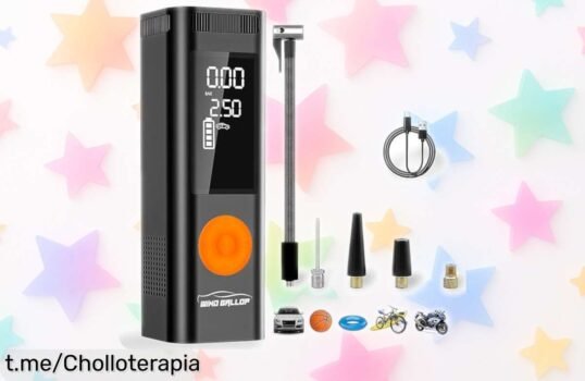 Compresor portátil de aire WindGallop para coche, moto y bici: inflar tus ruedas en 5 minutos nunca fue tan fácil. Aprovecha este ofertón antes de que se agoten.