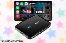 Convierte tu coche en un cine con el adaptador CarPlay inalámbrico ATOTODIRECT CB4A y disfruta de Netflix y más a un precio de escándalo solo por tiempo limitado. ¡No te quedes sin él!