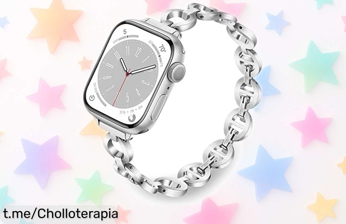 Correa de acero inoxidable para Apple Watch Series 8, 7 y SE: elegancia femenina a precio rebajado que vuela, ¡no te quedes sin la tuya y luce espectacular!