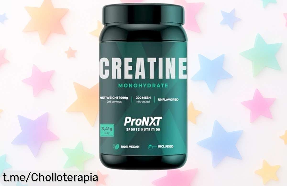 Creatina Monohidrato ProNXT de 1Kg, polvo fino y cacito incluido. Rebajada para que no te quedes sin energía en el gimnasio; ¡asegura la tuya antes que se agote!