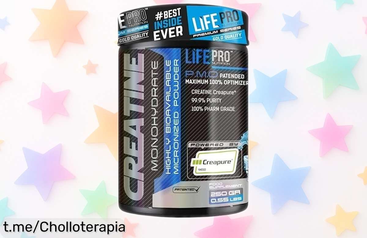 Creatina monohidratada Creapure Life Pro 250g, un ofertón que sube tu fuerza y recuperación ¡no te quedes sin el tuyo! Aprovecha esta caída de precio antes de que se agote.