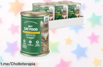 Deliciosa comida húmeda para gatos de pollo en gelatina - 6 latas con vitaminas y sin cereales a un precio que vuela; no te quedes sin hacer feliz a tu peludo hoy mismo.
