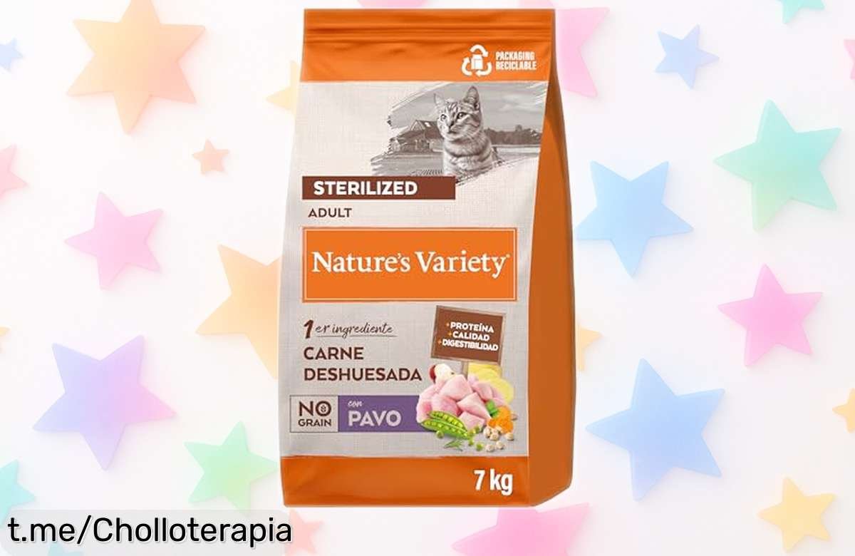 Delicioso pienso para gatos esterilizados Nature’s Variety con pavo, ¡ahora a un precio increíble! No te lo pierdas y dale a tu peludo la salud que merece antes de que se agote.