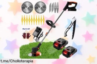 Desbrozadora eléctrica 3 en 1 Gompuy con batería potente y doble seguridad, ¡rebajada como nunca! No te quedes sin la tuya y dale a tu jardín el cuidado que se merece.
