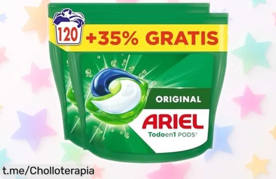 Descubre el increíble pack de 120 cápsulas Ariel Todo En 1, ¡una oferta loca para que tu ropa luzca impecable y huela fresquito! No te quedes sin ellas, hazlo ya.