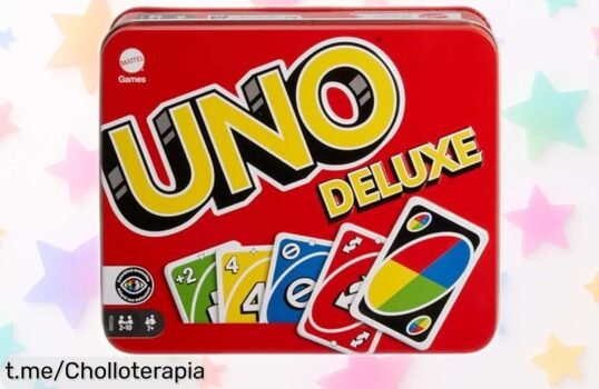 Descubre el juego de cartas UNO Deluxe de Mattel en una espectacular caja metálica: ¡diversión garantizada para toda la familia con un precio que no podrás creer!