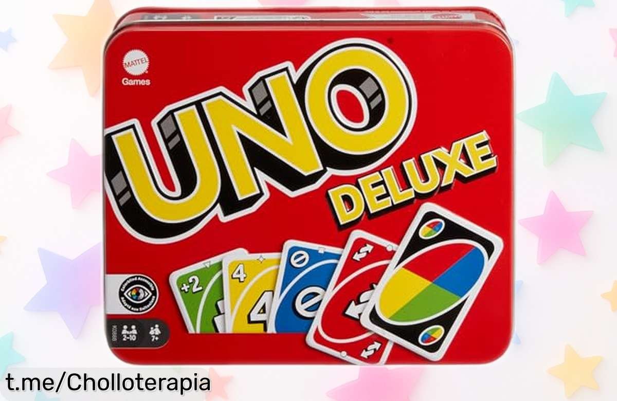 Descubre el juego de cartas UNO Deluxe de Mattel en una espectacular caja metálica: ¡diversión garantizada para toda la familia con un precio que no podrás creer!