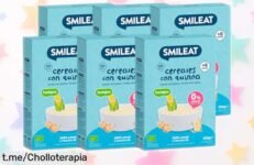 Descubre el pack de 6 papillas ecológicas Smileat, nutritivas y sin azúcares. Aprovecha este ofertón ideal para que tus peques crezcan fuertes y sanos, ¡no te lo pierdas!