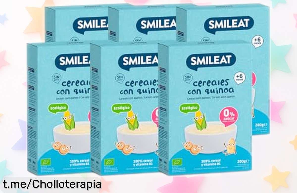 Descubre el pack de 6 papillas ecológicas Smileat, nutritivas y sin azúcares. Aprovecha este ofertón ideal para que tus peques crezcan fuertes y sanos, ¡no te lo pierdas!
