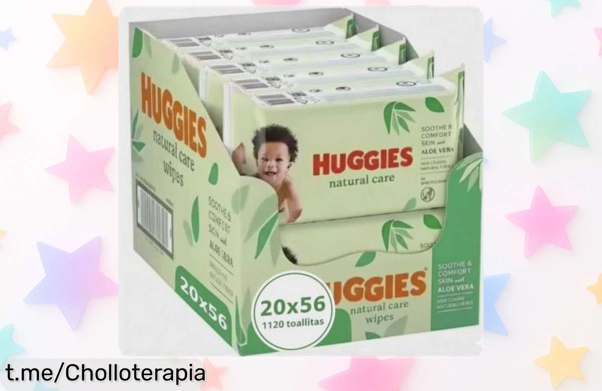 Descubre el pack grande de toallitas suaves Huggies Natural Care: 1120 unidades, ideal para pieles sensibles y sin parabenos. ¡Aprovecha este precio escandaloso antes que se agote!