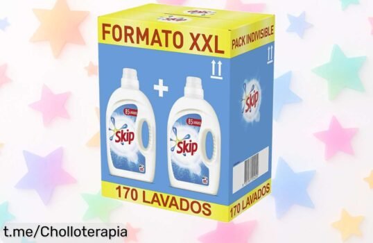 Detergente líquido Skip en pack de 2 unidades, ¡limpieza profunda y para 170 lavados a un precio de escándalo! No te lo pierdas, deja tu ropa como nueva sin complicaciones.