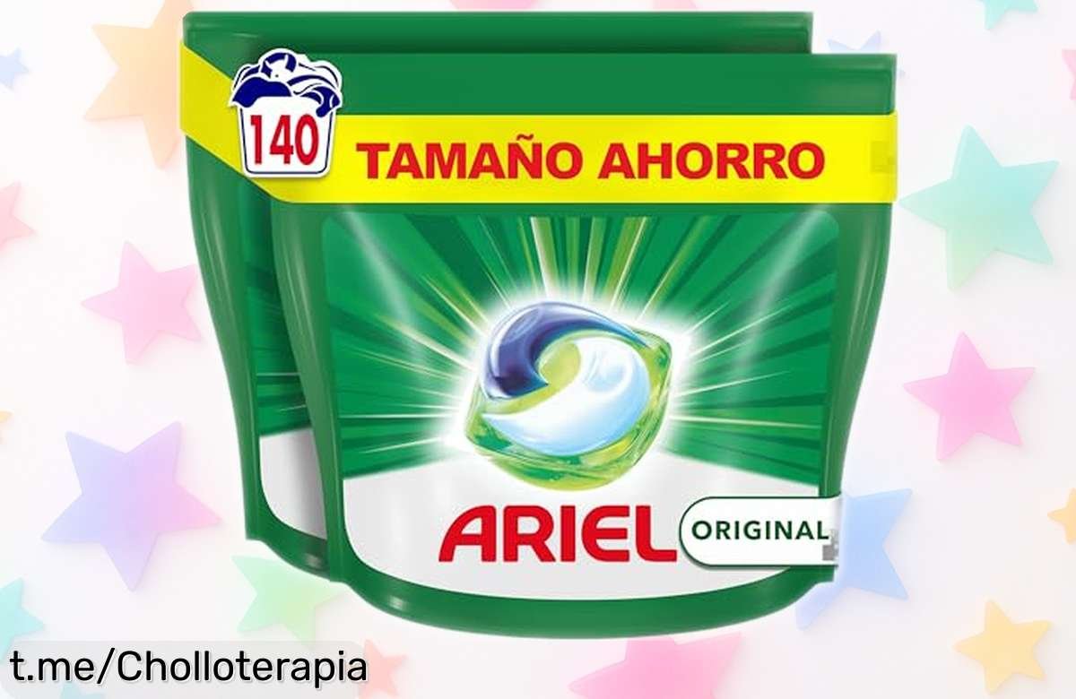 Detergente líquido en cápsulas Ariel Todo En 1: ¡Pack de 140 pods al mejor precio, quita manchas rebeldes y deja la ropa fresquita! No te quedes sin el tuyo, vuela esta oferta.