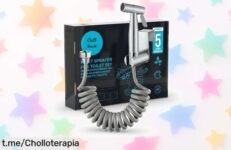 Ducha higiénica CHILL HOUSE con manguera de 1,5m y soporte de acero inox, ¡precio loco! Renueva tu baño sin gastar y aprovecha la oferta antes que se acabe.