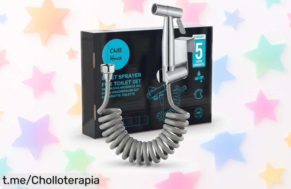 Ducha higiénica CHILL HOUSE con manguera de 1,5m y soporte de acero inox, ¡precio loco! Renueva tu baño sin gastar y aprovecha la oferta antes que se acabe.