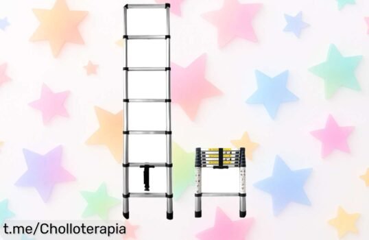 Escalera telescópica de aluminio plegable y resistente a un precio tirado, ¡oferta que vuela con pocas unidades disponibles! No dejes pasar esta oportunidad para tu hogar.