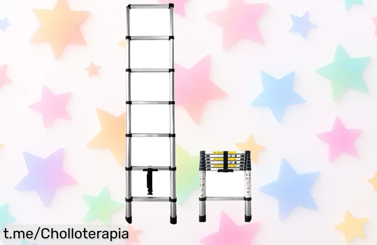 Escalera telescópica de aluminio plegable y resistente a un precio tirado, ¡oferta que vuela con pocas unidades disponibles! No dejes pasar esta oportunidad para tu hogar.