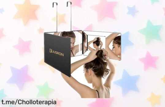 Espejo de pared 360° JUSRON con LED que te ve desde todos los ángulos y batería que dura una semana ¡Chollazo a un precio regalado, corre antes de que se agote!