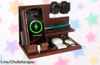 Estación de acoplamiento de madera para móvil y llaves, organiza tu vida con estilo a un precio loco que no volverás a ver, ¡aprovéchalo antes que se escurra!