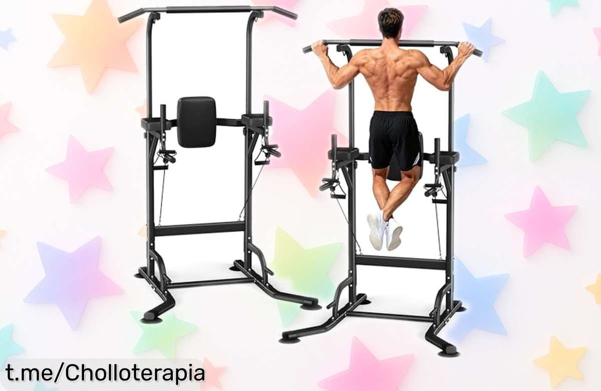 Estación de dominadas y fondos Power Tower: el equipazo que aguanta 205 kg a precio rebajado, ¡monta tu gym en casa y pídele adiós a las excusas ya!