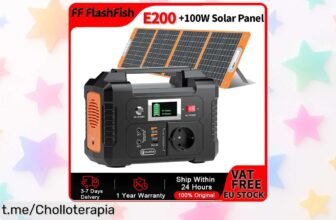 Estación de energía portátil FF Flashfish E200 con panel solar a un precio de locos, ¡no te quedes sin la tuya y disfruta del aire libre cargando tus dispositivos ya!