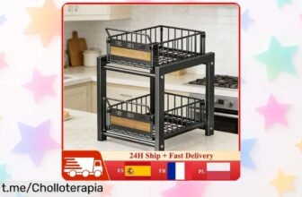 Estante de cocina de 2 niveles con cajones extraíbles a precio de escándalo, ¡pon orden en tu hogar y llévatelo antes que se agoten!