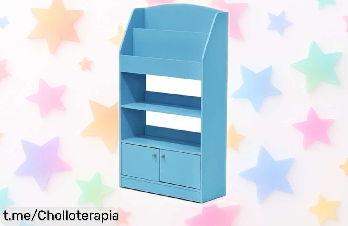 Estantería con armario Furinno Kidkanac para juguetes y libros,  diseño moderno a precio de ganga que hará sonreír a tus pequeños. ¡No te quedes sin la tuya antes de que se agoten!