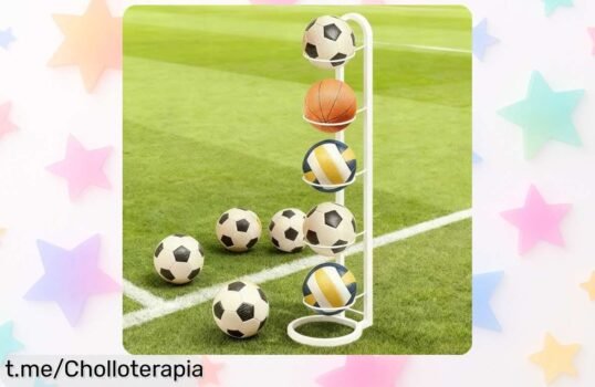 Estantería de 5 niveles WEFHEF para tus pelotas de baloncesto y fútbol, con descuento brutal que se va volando; ¡organiza tu espacio y disfruta del orden ya!