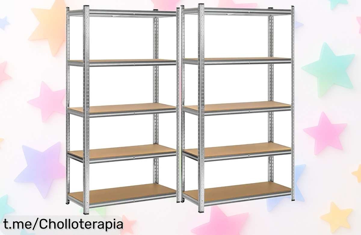 Estantería metálica TLoVendo en pack de 2 unidades: Organiza tu garaje con un precio de risa y espacio extra, ¡apúntate este chollazo antes que se acabe!