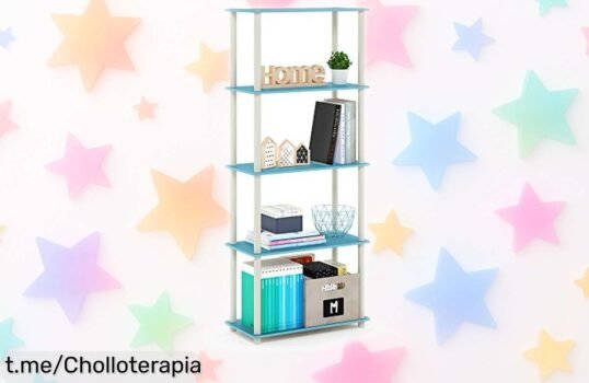 Estantería multipropósito de 5 niveles Furinno, un chollo moderno con diseño seguro que aguanta hasta 20 libras por balda. ¡No te quedes sin la tuya y renueva tu espacio hoy!