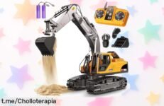 Excavadora de juguete RC 3 en 1 con luz y sonido, ¡oferta a precio de escándalo que hará volar la imaginación de los peques! No te quedes sin ella, corre que se acaba.