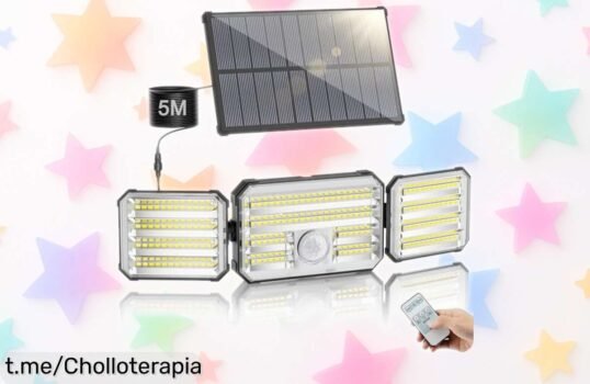 Foco solar LED Giliwosy para jardín con mando a distancia, bajada de precio brutal que volará rápido, ilumina tus noches y transforma tu espacio ya mismo.