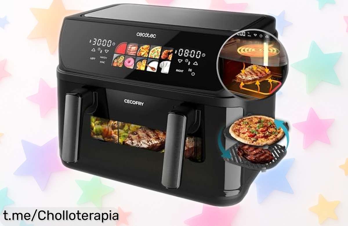 Freidora de aire Cecotec Cecofry&Grill Duoheat 10000 Essential, crujiente y jugosa como nunca. ¡Aprovecha este ofertón antes de que se agote y transforma tus comidas hoy!