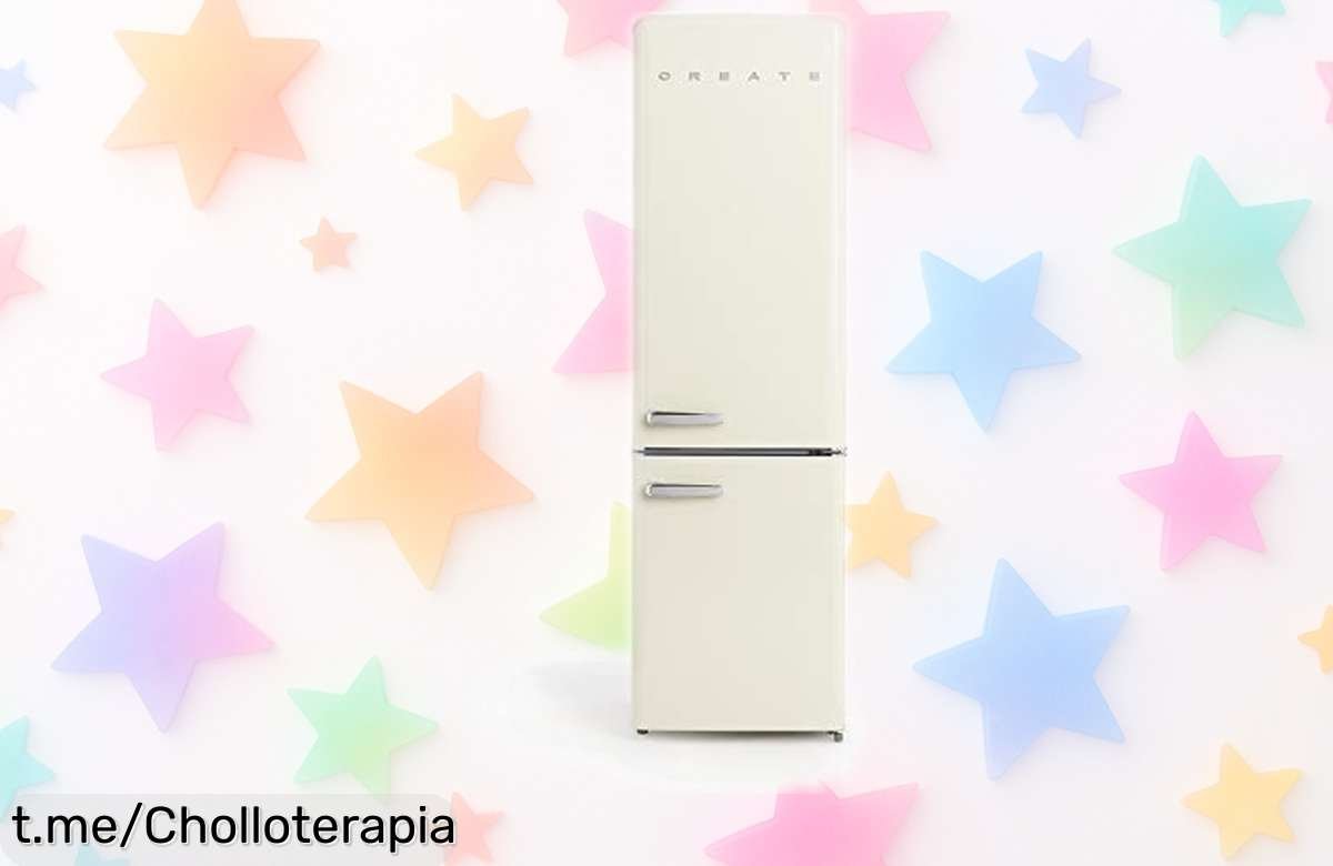 Frigorífico combi retro de 244L, un ofertón que no se repite: dale estilo a tu cocina y mantén todo organizado. ¡Aprovecha antes de que vuele!