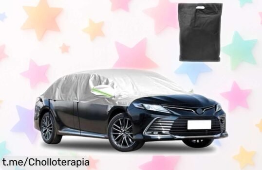 Funda para coche impermeable Fuhesgu 380x280cm, protectora contra lluvia y polvo con tiras reflectantes. Oferta loca que no podrás dejar escapar, ¡gana seguridad al mejor precio!