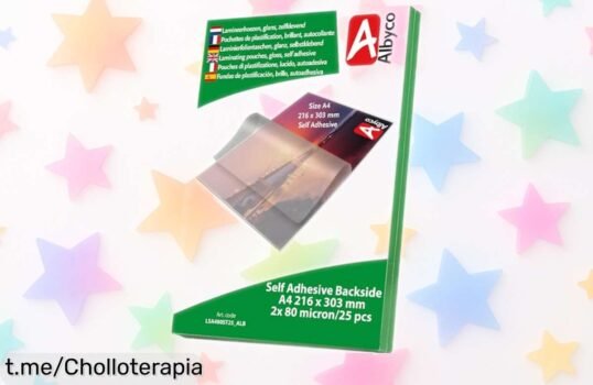 Fundas autoadhesivas para plastificar Albyco A4, pack de 25 unidades. Calidad impresionante a precio loco que protegerá tus proyectos y pegatinas como nada; ¡aprovéchalo ya!