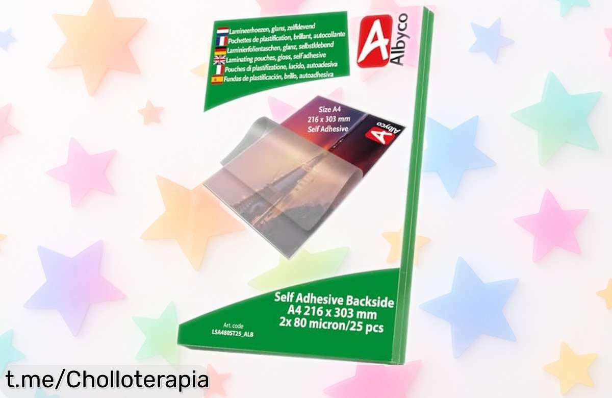 Fundas autoadhesivas para plastificar Albyco A4, pack de 25 unidades. Calidad impresionante a precio loco que protegerá tus proyectos y pegatinas como nada; ¡aprovéchalo ya!