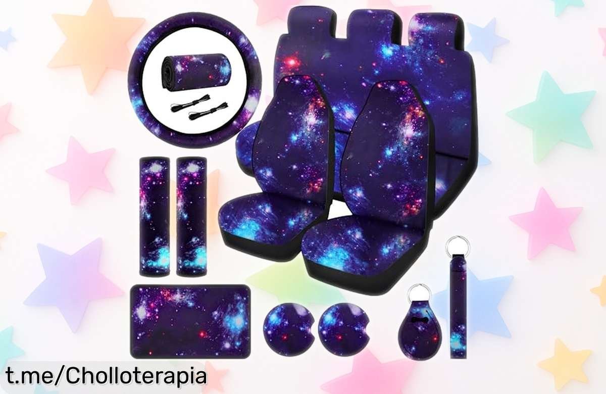 Fundas para asiento y volante diseño galaxia Frienda, pack de 15 piezas, ¡precios rebajados y un toque único que le dará vida a tu coche! No dejes escapar esta maravilla espacial.